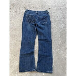 Lee Jeans‎ Womens 14 Short Blue Slender Secret Low Rise Bootcut Embroidered